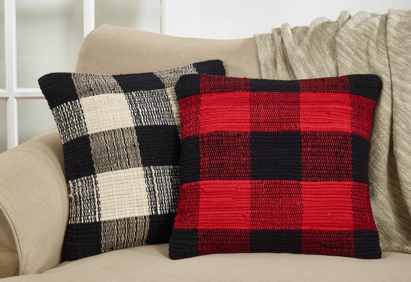 Woven Chindi Buffalo Plaid Throw Pillow