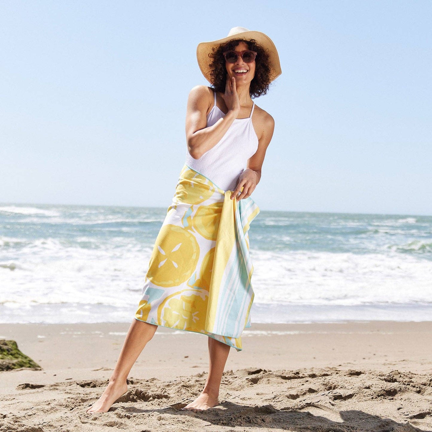 Lemon Slices Reversible Beach Towel