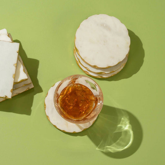 White Marble Coaster Set Of 4