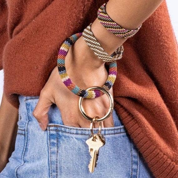 Chloe Stripe Key Ring Muted