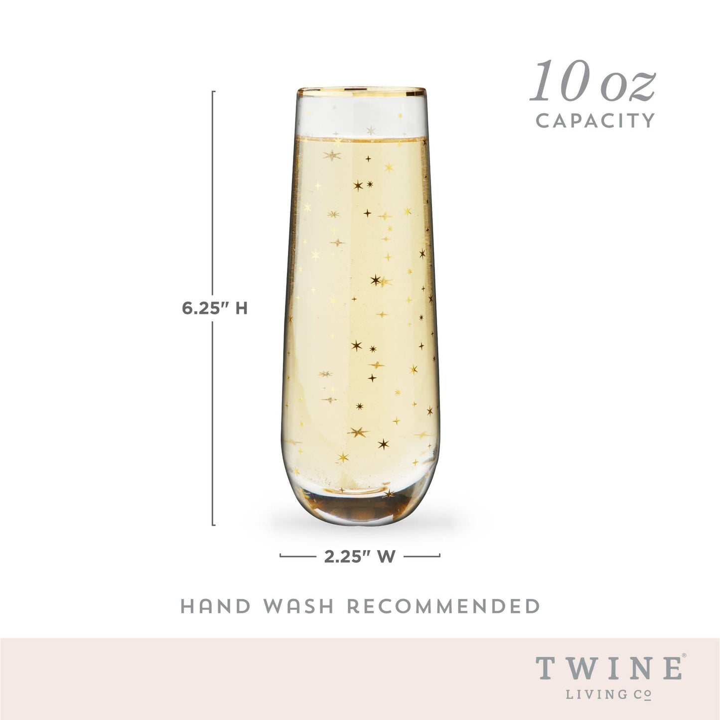 Starlight Gold Accented Stemless Champagne Flutes (Set of 2)
