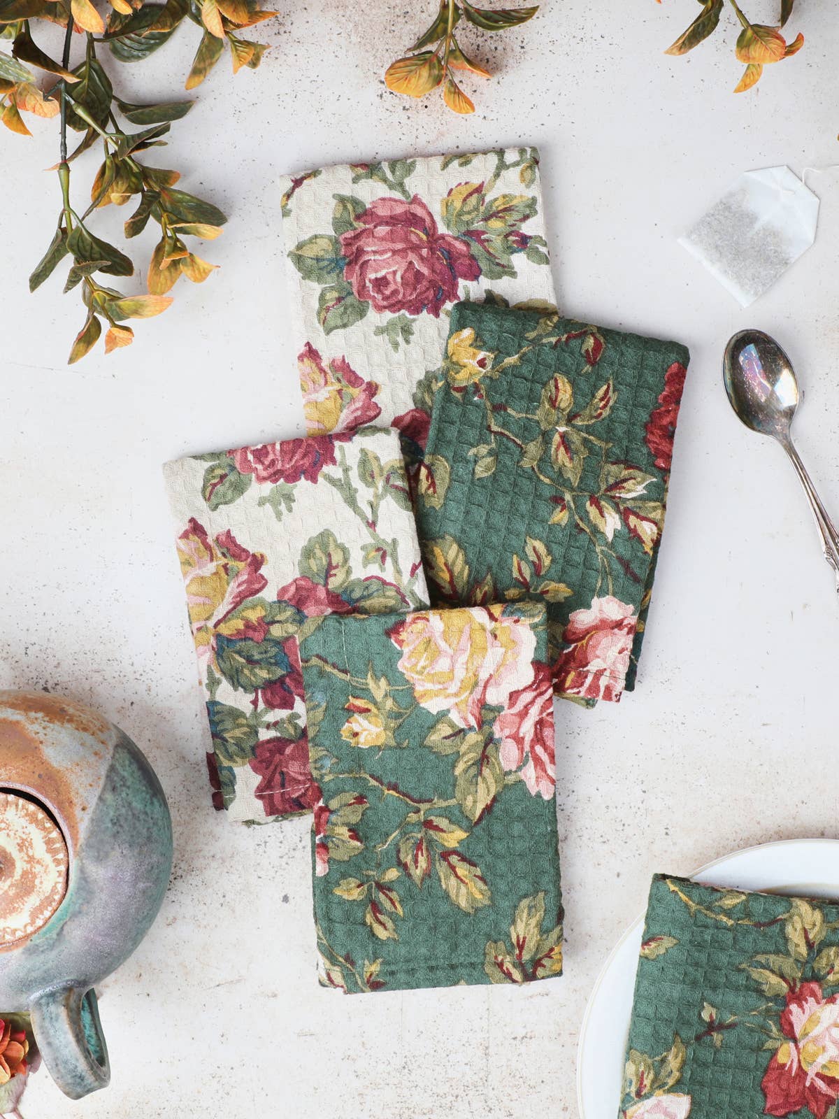 April Cornell Winter Rose Patchwork Towel Bundle (Set of 4)