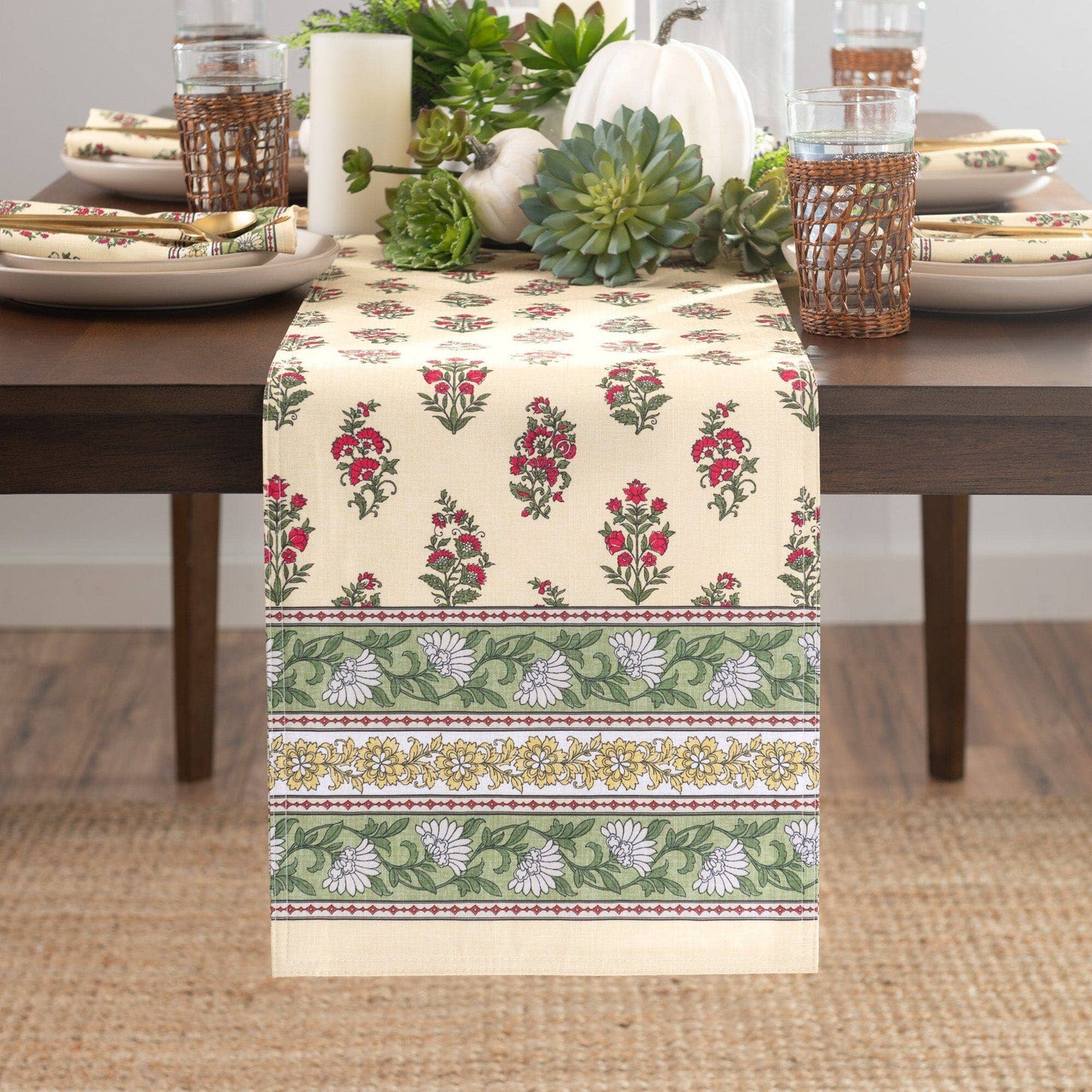 Nomad Harvest Block Print Table Runner - 13x70