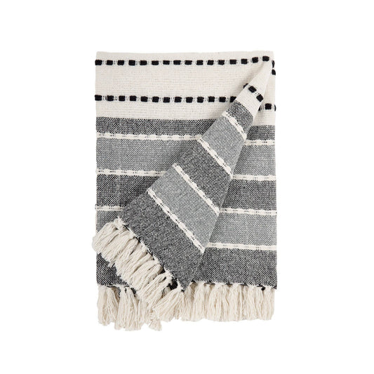 RedEarth Classic Black and Gray Stripe Throw Blanket (50x60)