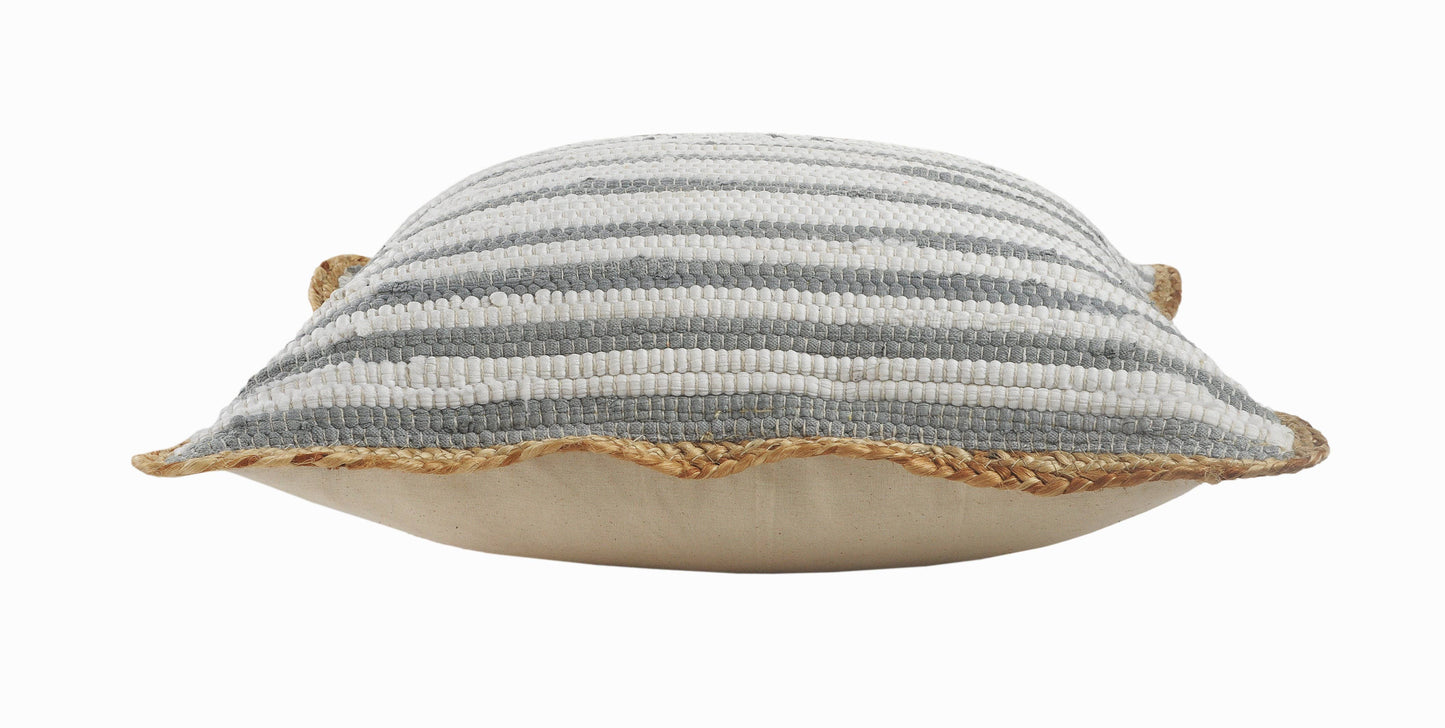 Riley Gray Striped Cotton Blend Throw Pillow