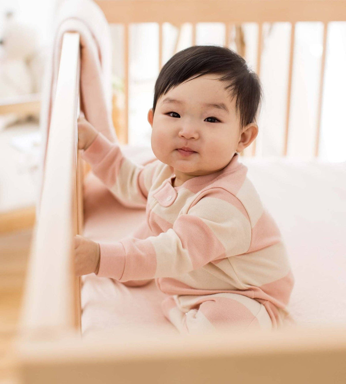 Burt's Bees Baby Rugby Stripe Organic Cotton Sleep & Play (Pink Sand)